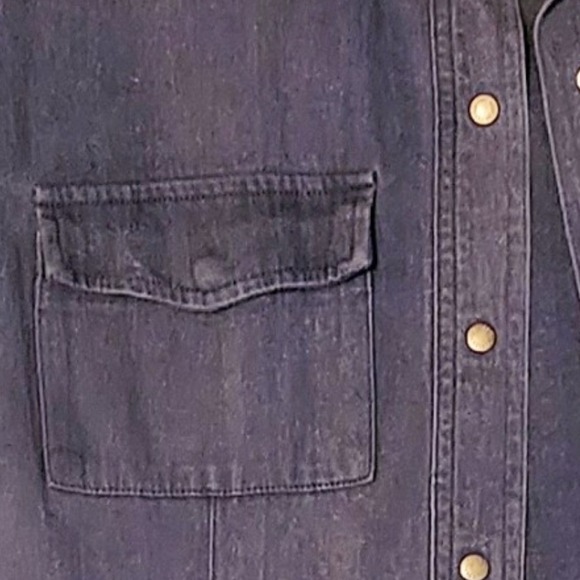 Harley-Davidson denim shorts sleeve press stud top - Picture 3 of 7